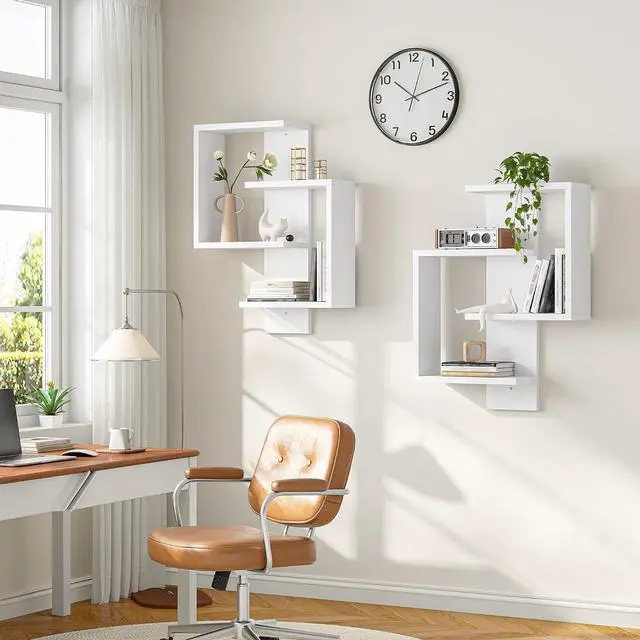 Alt view image 6 of 7 - 8 Tier Floating Shelves, DIY Wall Mounted Shelves, White Display Shelf for Living Room, Bedroom, Vanity, Lack Shelf for Home Decor