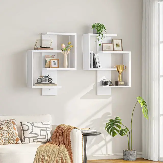 Alt view image 7 of 7 - 8 Tier Floating Shelves, DIY Wall Mounted Shelves, White Display Shelf for Living Room, Bedroom, Vanity, Lack Shelf for Home Decor