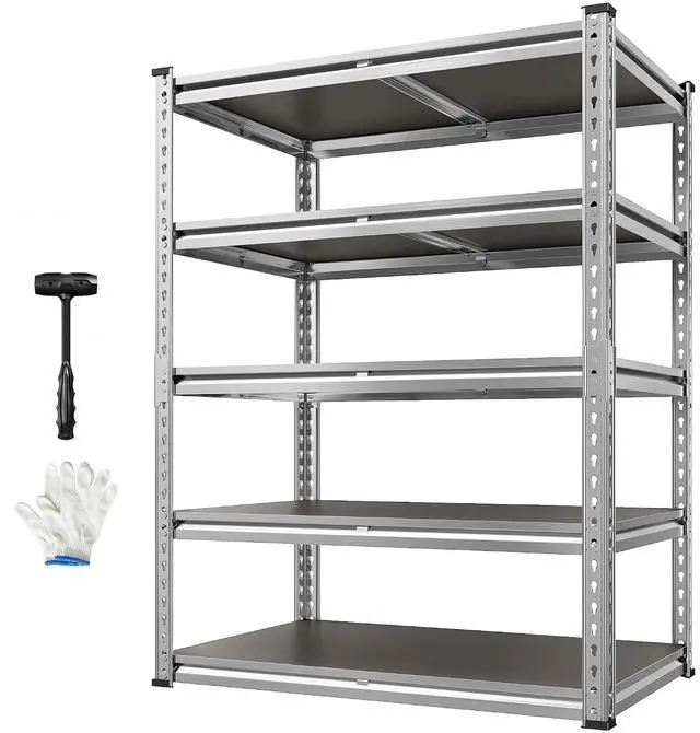 Main image of 2200LBS Heavy Duty Storage Shelves, 5-Tier Adjustable Metal Shelving Unit with Waterproof PP Boards,Garage Storage Rack for Pantry Basement Warehouse,35" W x 16" D x 72" H,Sliver Shelves