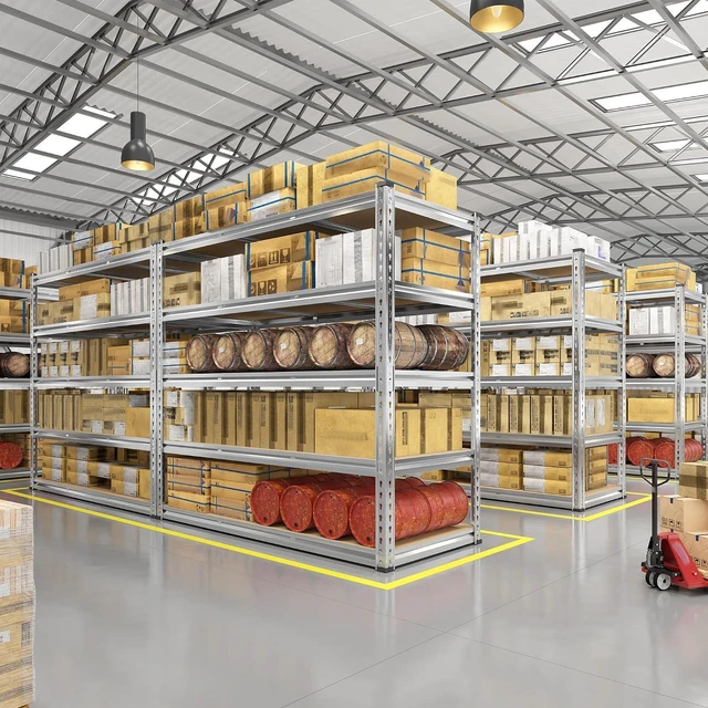 Alt view image 7 of 7 - Garage Shelving, 5 Tier Storage Shelves Load 3000LBS, Adjustable Garage Shelving Heavy Duty, Metal Shelves Unit for Basement, Warehouse, 48" W x 72" H x 18" D, Galvanized