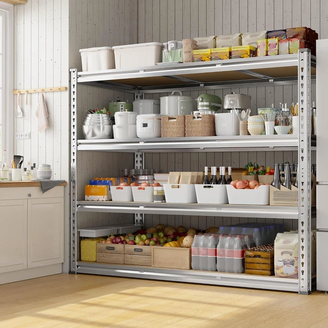 Alt view image 7 of 7 - Garage Shelving, 4 Tier Storage Shelves Load 2550LBS, Adjustable Garage Shelving Heavy Duty, Metal Shelves Unit for Basement, Warehouse, 48" W x 60 "H x 24" D, Galvanized