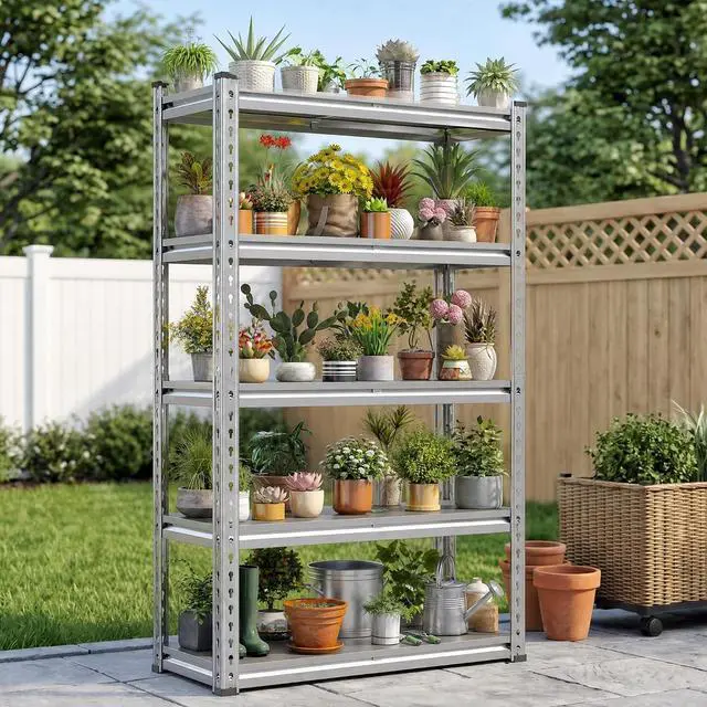 Main image of 60" H Waterproof Plant Stand with PP Board for Gardening Enthusiasts | 2000Lbs Heavy Duty, Adjustable 5-Tier, Weather-Resistant, 27.4" W x 11.9" D x 60" H, for Patio Garden Balcony Yard