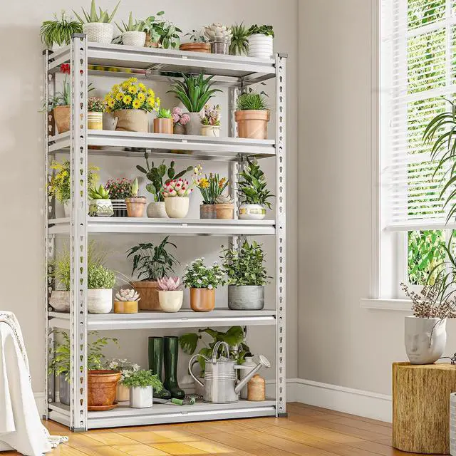 Alt view image 5 of 7 - 60" H Waterproof Plant Stand with PP Board for Gardening Enthusiasts | 2000Lbs Heavy Duty, Adjustable 5-Tier, Weather-Resistant, 27.4" W x 11.9" D x 60" H, for Patio Garden Balcony Yard