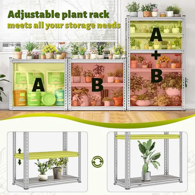 Alt view image 7 of 7 - 60" H Waterproof Plant Stand with PP Board for Gardening Enthusiasts | 2000Lbs Heavy Duty, Adjustable 5-Tier, Weather-Resistant, 27.4" W x 11.9" D x 60" H, for Patio Garden Balcony Yard