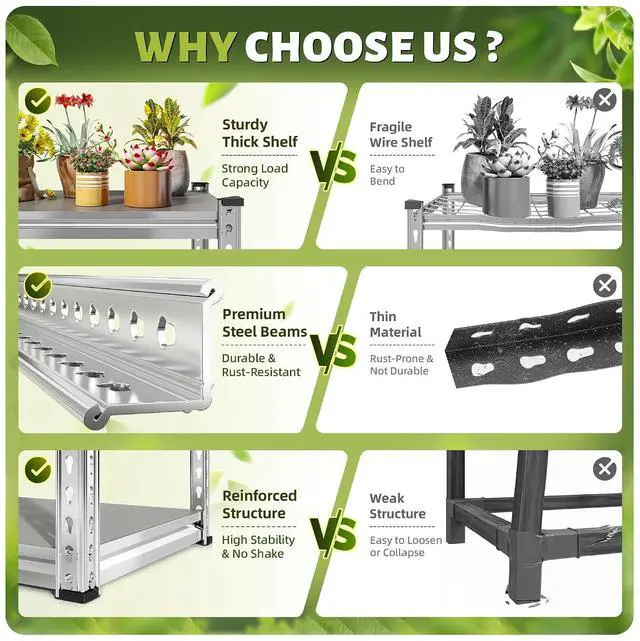 Alt view image 6 of 7 - 72" H Waterproof Plant Stand with PP Board for Gardening Enthusiasts | 2000Lbs Heavy Duty, Adjustable 5-Tier, Weather-Resistant, 35.4" W x 15.9" D x 72.0" H, for Patio Garden Balcony Yard
