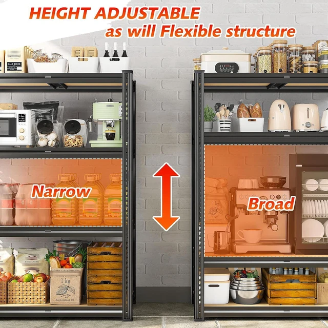 Alt view image 5 of 6 - 60.1" H Garage Shelving Adjustable Storage Shelves Heavy Duty Shelving Metal Shelves for Warehouse Basement Kitchen Pantry Closet 2 Pack