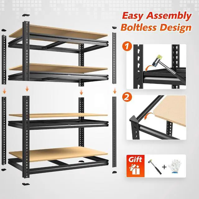 Alt view image 6 of 6 - 60.1" H Garage Shelving Adjustable Storage Shelves Heavy Duty Shelving Metal Shelves for Warehouse Basement Kitchen Pantry Closet 2 Pack