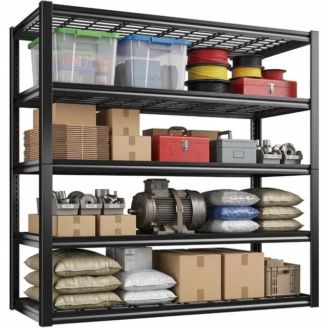 Main image of 48.2" W Garage Shelves Load 3010Lbs for Basement Warehouse Shed Loft | 48.2" W x 24" D x 72" H, Easy Assembly, Adjustable 5-Tier, Wire Mesh Panels, Double-Layer Frame, for Home Commercial Use