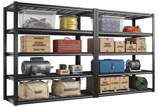 Main image of 48.2" W Garage Shelves Load 3010Lbs for Basement Warehouse Shed Loft | 48.2" W x 24" D x 72" H, Easy Assembly, Adjustable 5-Tier, Wire Mesh Panels, Double-Layer Frame, for Home Commercial, 2Packs