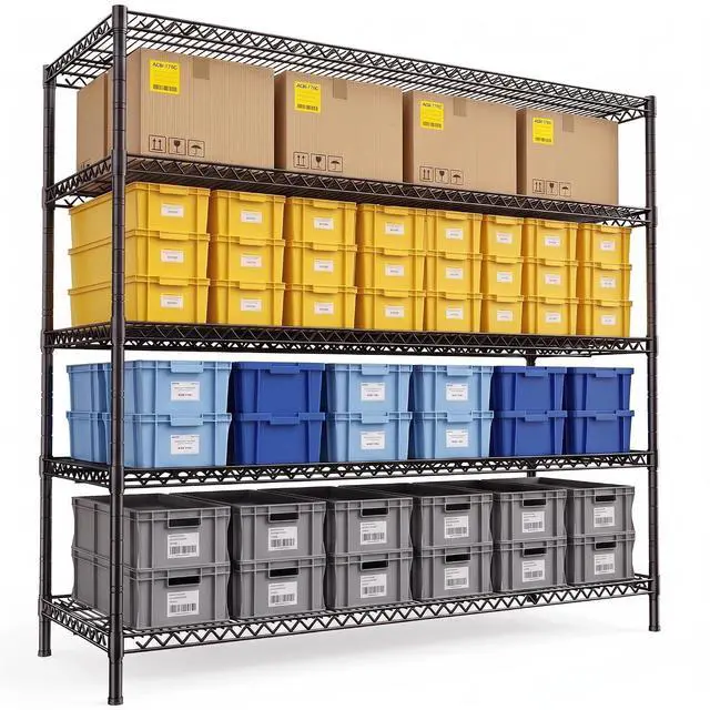 Main image of Storage Shelves, 3200LBS Heavy Duty&Adjustable Height for Garage | 55.5" W Shelf Space Saving, 5 Tier metal shelving, Powder Coated wire shelving, Moisture Resistant, for Pantry Basement