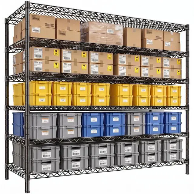 Main image of Storage Shelves, 3840LBS Heavy Duty&Adjustable Height for Basement | 55.5" W Shelf Space Saving, 6 Tier Freestanding, Powder Coated, Anti-Tipping Device, Moisture Resistant, for Garage
