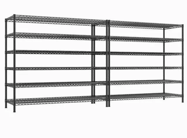 Main image of Storage Shelves, 3840LBS Heavy Duty&Adjustable Height for Basement | 55.5" W Shelf Space Saving, 6 Tier Freestanding, Powder Coated, Anti-Tipping Device, Moisture Resistant, 2-set for Garage