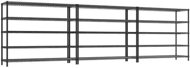 Main image of Storage Shelves, 3200LBS Heavy Duty&Adjustable Height for Garage | 55.5" W Shelf Space Saving, 5 Tier Freestanding, Powder Coated, Anti-Tipping Device, Moisture Resistant, 3-set for Pantry