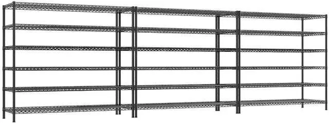 Main image of Storage Shelves, 3840LBS Heavy Duty&Adjustable Height for Basement | 55.5" W Shelf Space Saving, 6 Tier Freestanding, Powder Coated, Anti-Tipping Device, Moisture Resistant, 3-Set for Garage