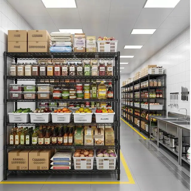 Alt view image 6 of 7 - Storage Shelves, 3840LBS Heavy Duty&Adjustable Height for Basement | 55.5" W Shelf Space Saving, 6 Tier Freestanding, Powder Coated, Anti-Tipping Device, Moisture Resistant, 4-set for Garage
