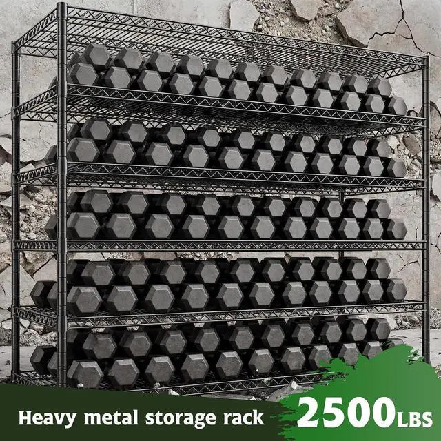 Alt view image 7 of 7 - Storage Shelves, 3840LBS Heavy Duty&Adjustable Height for Basement | 55.5" W Shelf Space Saving, 6 Tier Freestanding, Powder Coated, Anti-Tipping Device, Moisture Resistant, 4-set for Garage