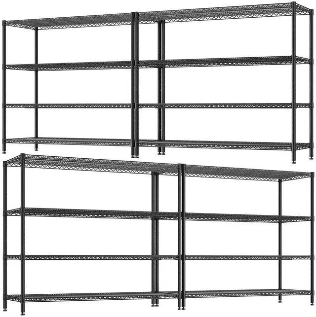Main image of Storage Shelves, 2560LBS Heavy Duty&Adjustable Height for Garage | 55.5" W Shelf Space Saving, 4 Tier Freestanding, Powder Coated, Anti-Tipping Device, Moisture Resistant, 4-set for Basement