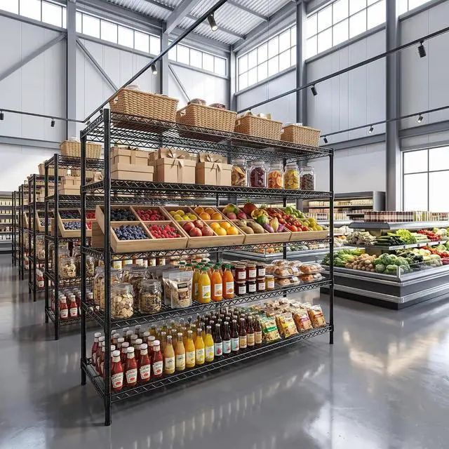 Alt view image 5 of 7 - Storage Shelves, 3200LBS Heavy Duty&Adjustable Height for Garage | 55.5" W Shelf Space Saving, 5 Tier Freestanding, Powder Coated, Anti-Tipping Device, Moisture Resistant, 3-set for Pantry