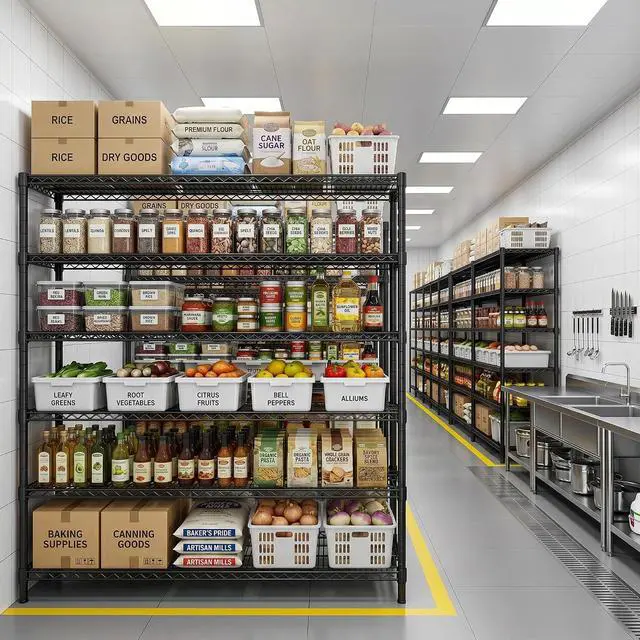 Alt view image 6 of 7 - Storage Shelves, 3200LBS Heavy Duty&Adjustable Height for Garage | 55.5" W Shelf Space Saving, 5 Tier Freestanding, Powder Coated, Anti-Tipping Device, Moisture Resistant, 3-set for Pantry