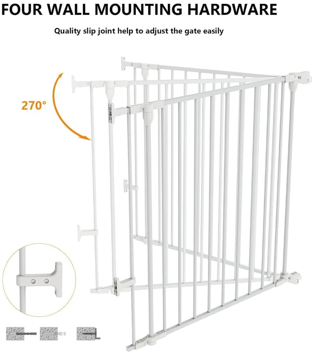 Alt view image 7 of 7 - 82-Inch Versatile Safety Gate Metal Baby/Pet Gate Configurable Dog Barrier - Ideal for Wide Door Openings, Stairways, Doorways, Includes Wall Mounts