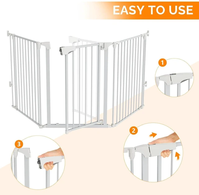 Alt view image 5 of 7 - 82-Inch Versatile Safety Gate Metal Baby/Pet Gate Configurable Dog Barrier - Ideal for Wide Door Openings, Stairways, Doorways, Includes Wall Mounts