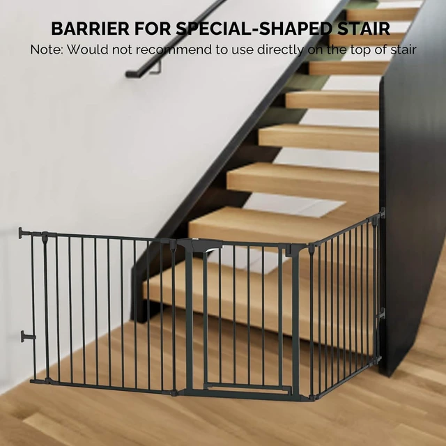 Alt view image 2 of 7 - Baby Safety Gate, 82-Inch Configurable Walk-Through Fence for Toddler/Pet/Dog/Cat/Puppy, Adjustable Metal Barrier for Fireplace/Stairs/Doorways