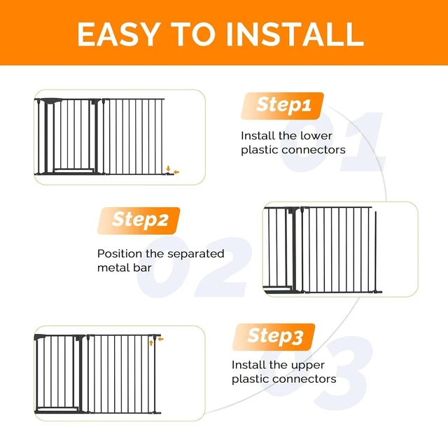 Alt view image 4 of 7 - 134 Inches Wide Configurable Baby Gate, Fireplace Safety Fence/Guard, Adjustable 5-Panel Metal Play Yard for Toddler/Pet/Dog, Christmas Tree Fence, Includes 4 Pack of Wall Mounts, Black