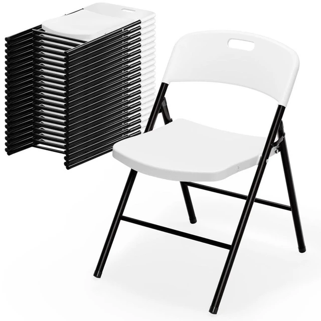 Main image of 20-Pack White Plastic Folding Chairs, Portable Seat with Sturdy Steel Frame for Indoor & Outdoor Use, Perfect for Banquet, Party, Wedding, Office, and Camping