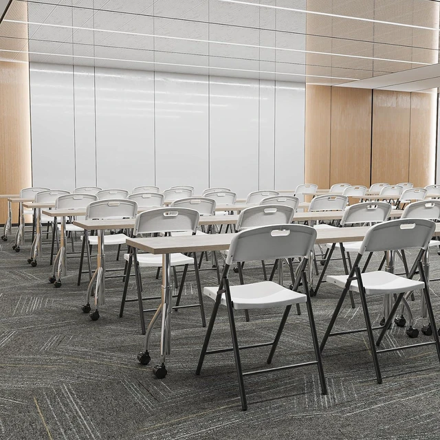 Alt view image 7 of 7 - 6-Pack White Plastic Folding Chairs, Portable Seat with Sturdy Steel Frame for Indoor & Outdoor Use, Perfect for Banquet, Party, Wedding, Office, and Camping