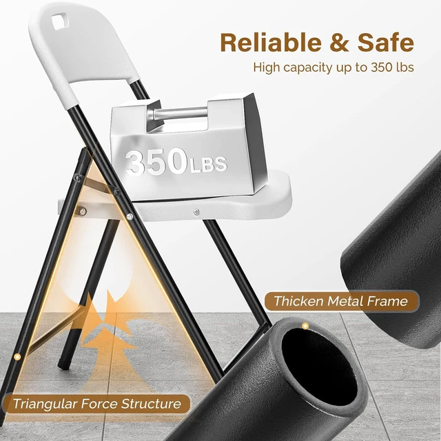 Alt view image 6 of 7 - 8-Pack White Plastic Folding Chairs, Portable Seat with Sturdy Steel Frame for Indoor & Outdoor Use, Perfect for Banquet, Party, Wedding, Office, and Camping