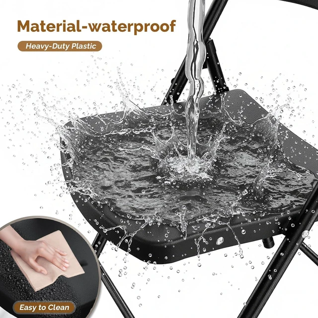 Alt view image 3 of 7 - 4-Pack Black Plastic Folding Chairs, Portable Seat with Sturdy Steel Frame for Indoor & Outdoor Use, Perfect for Banquet, Party, Wedding, Office, and Camping