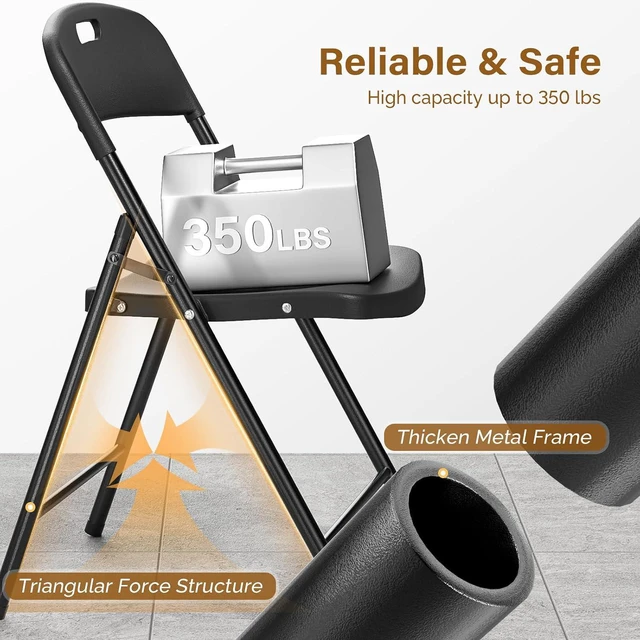 Alt view image 6 of 7 - 4-Pack Black Plastic Folding Chairs, Portable Seat with Sturdy Steel Frame for Indoor & Outdoor Use, Perfect for Banquet, Party, Wedding, Office, and Camping