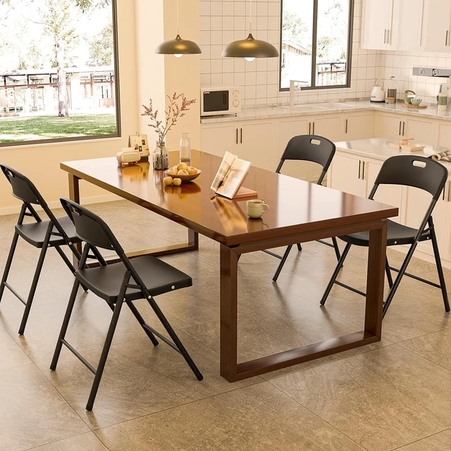 Alt view image 7 of 7 - 4-Pack Black Plastic Folding Chairs, Portable Seat with Sturdy Steel Frame for Indoor & Outdoor Use, Perfect for Banquet, Party, Wedding, Office, and Camping