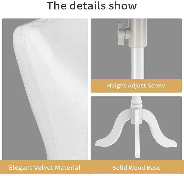 Alt view image 4 of 7 - Female Dress Form Pinnable Mannequin Body Torso with Wooden Tripod Base Stand (White, 2-4)