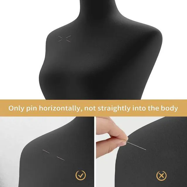 Alt view image 5 of 7 - Female Dress Form Pinnable Mannequin Body Torso with Wooden Tripod Base Stand (Black, 6)