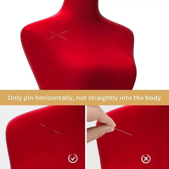 Alt view image 5 of 7 - Female Dress Form Pinnable Mannequin Body Torso with Wooden Tripod Base Stand (Red, 6)