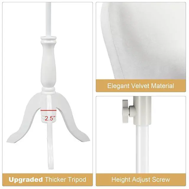 Alt view image 4 of 7 - Female Dress Form Pinnable Mannequin Body Torso with Wooden Tripod Base Stand (White, 10-12)