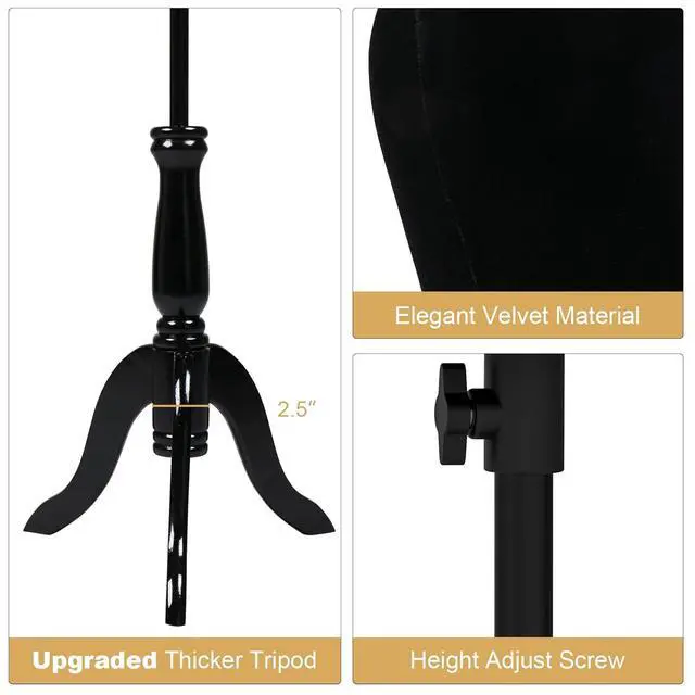 Alt view image 4 of 7 - Female Dress Form Size 10-16, Adjustable Height Torso Body with Upgraded Tripod Stand, Medium Size Mannequin for Sewing and Display (14-16, Black)