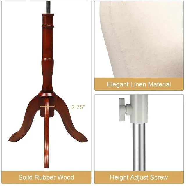 Alt view image 4 of 7 - Female Dress Form Pinnable Mannequin Body Torso with Wooden Tripod Base Stand (Beige, 10-12)