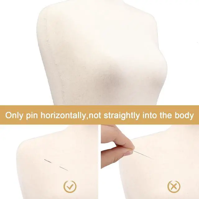 Alt view image 5 of 7 - Female Dress Form Pinnable Mannequin Body Torso with Wooden Tripod Base Stand (Beige, 10-12)