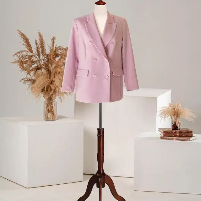 Alt view image 6 of 7 - Female Dress Form Pinnable Mannequin Body Torso with Wooden Tripod Base Stand (Beige, 10-12)
