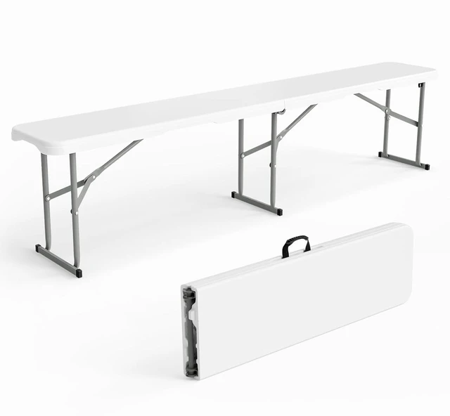Main image of 6 FT Plastic Folding Bench with Handle, Sturdy Metal Frame, Perfect for Indoor/Outdoor Party, Picnic, Camping, Restaurant, Dinning Room, Cafe, Wedding and Commercial Events,1P
