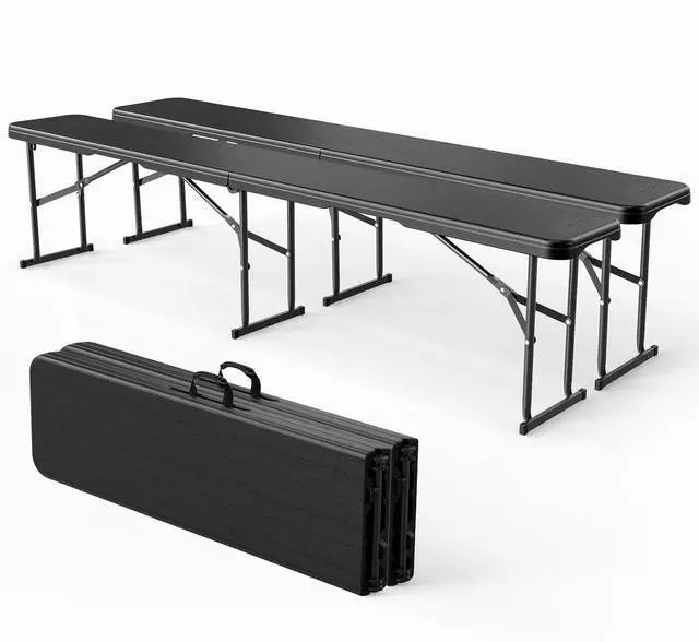 Main image of 6 FT Plastic Folding Bench with Handle, Sturdy Metal Frame, Perfect for Indoor/Outdoor Party, Picnic, Camping, Restaurant, Dinning Room, Cafe, Wedding and Commercial Events,2P