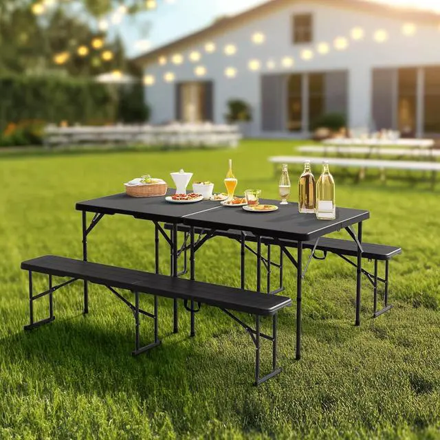 Alt view image 2 of 7 - 6 FT Plastic Folding Bench with Handle, Sturdy Metal Frame, Perfect for Indoor/Outdoor Party, Picnic, Camping, Restaurant, Dinning Room, Cafe, Wedding and Commercial Events,2P