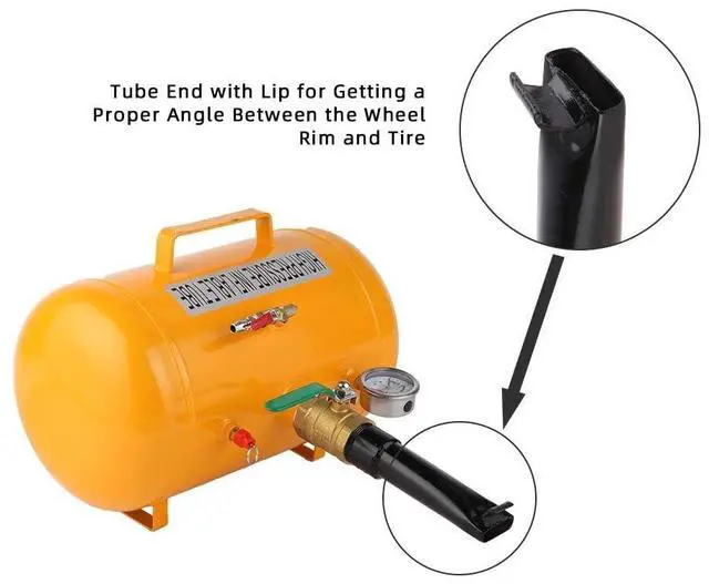 Alt view image 2 of 5 - 5 Gallon Air Tire Bead Blaster Seater with Pressure Gauge & Handle,145PSI Seating Tool Inflator Tank, 85-116PSI Adjustable Pressure for Car Truck ATV, Jeep, Pickup, Yellow