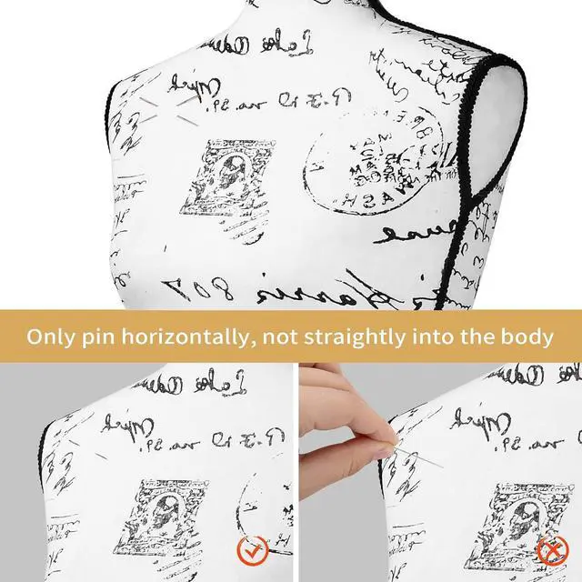 Alt view image 5 of 7 - Female Dress Form Pinnable Mannequin Body Torso with Wooden Tripod Base Stand (Monogram Pattern, 6)