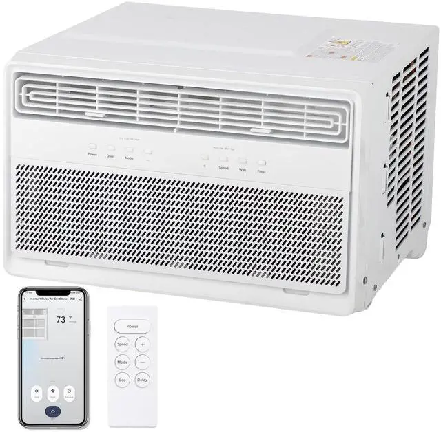 Main image of 8,000 BTU Inverter Window Air Conditioner with Heat, WiFi Enabled Window AC Unit Works with Alexa & Google Assistant, Quiet Operation & Easy Install Kit for Rooms up to 350 Sq Ft, 115V / 60HZ