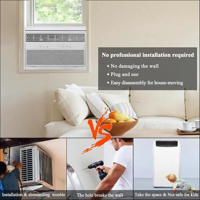 Alt view image 4 of 7 - 8,000 BTU Inverter Window Air Conditioner with Heat, WiFi Enabled Window AC Unit Works with Alexa & Google Assistant, Quiet Operation & Easy Install Kit for Rooms up to 350 Sq Ft, 115V / 60HZ