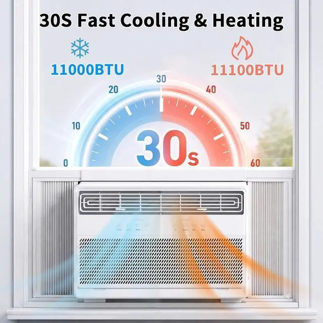 Alt view image 2 of 7 - 11,000 BTU Inverter Window Air Conditioner with Heat, WiFi Enabled Window AC Unit Works with Alexa & Google Assistant, Quiet Operation & Easy Install Kit for Rooms up to 450 Sq Ft, 115V / 60HZ