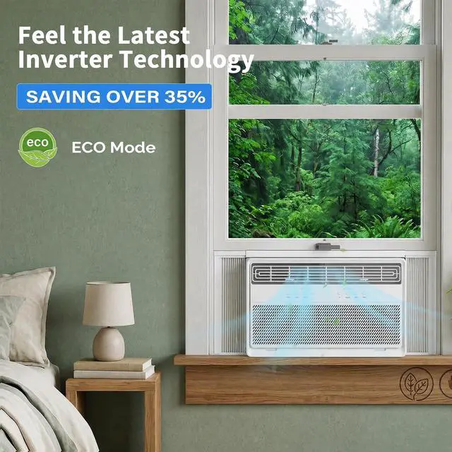 Alt view image 5 of 7 - 8,000 BTU Inverter Window Air Conditioner with Heat, WiFi Enabled Window AC Unit Works with Alexa & Google Assistant, Quiet Operation & Easy Install Kit for Rooms up to 350 Sq Ft, 115V / 60HZ
